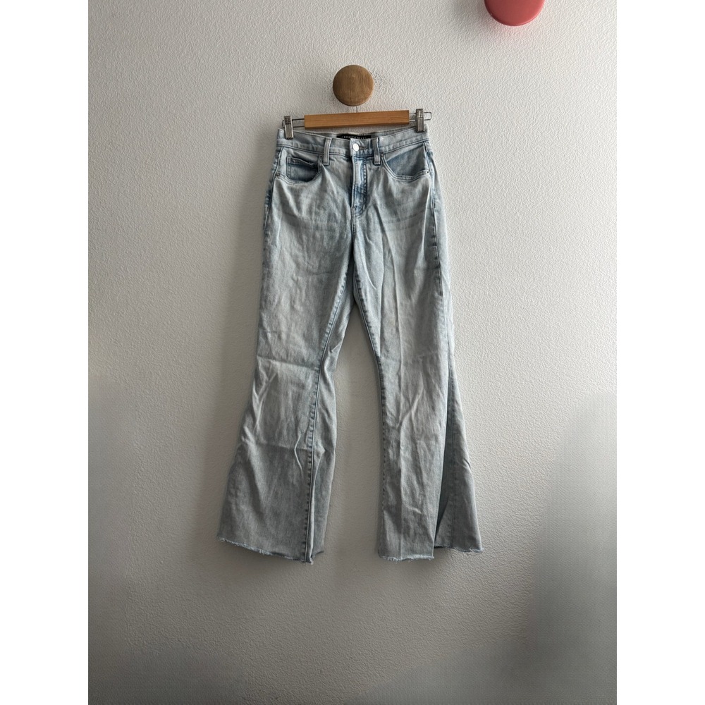 Veronica Beard Jeans Light Wash Flare Raw Hem Denim Womens Size 24 Made in LA
